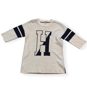 Tommy Hilfiger Short Sleeve Knit Sweater Logo White Womens XXS